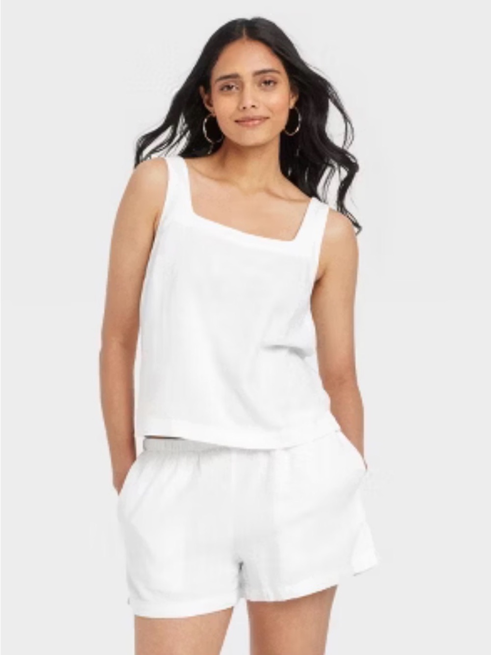 Target White Linen Square-Neck Tank and Matching Shorts Set